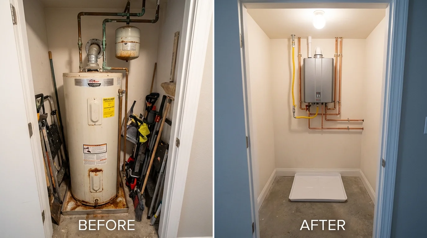Tank water heater versus wall-mounted tankless unit comparison for Carrollton, AL homeowners